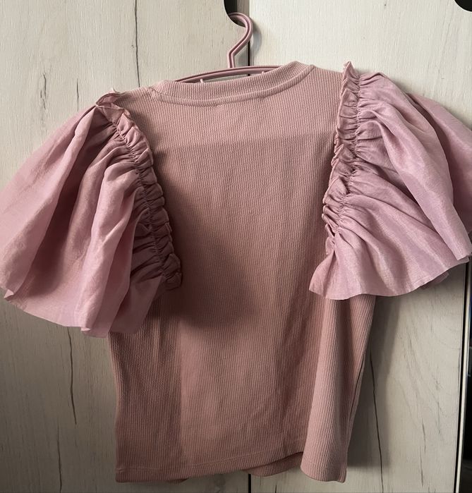 Розова елегантна блуза с къс ръкав