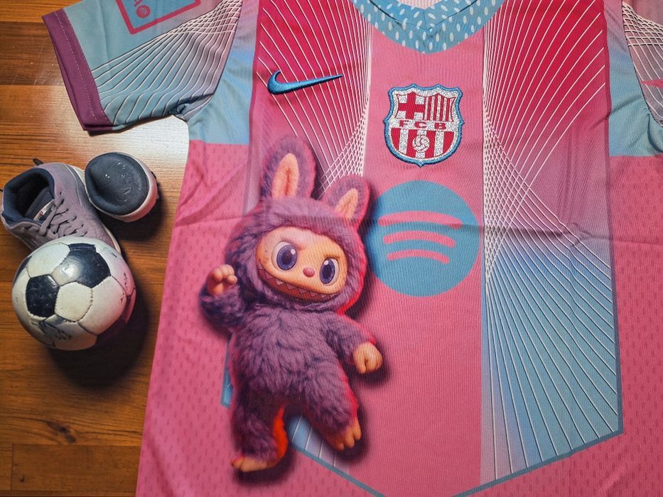 Детски футболен екип на Барселона – специално издание Labubu