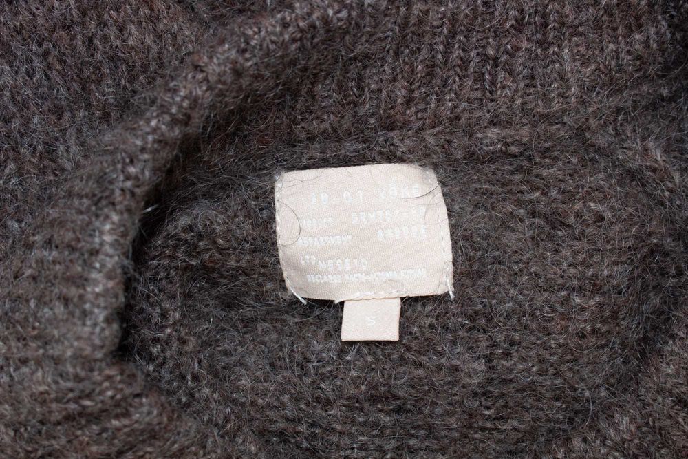 Yôke дамски пуловер от мохер и вълна кафяв меланж овърсайз S