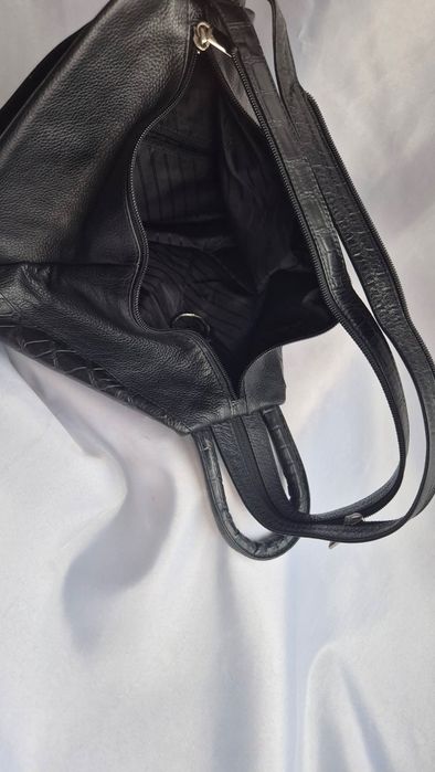 Geanta  piele naturala negru/rucsac