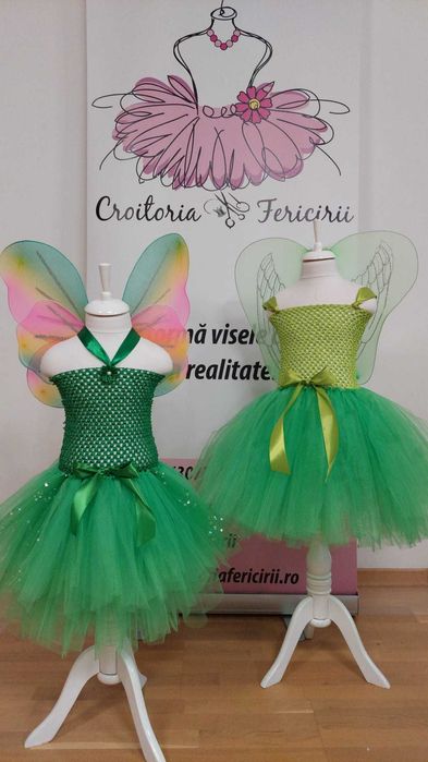 Rochita TUTU Clopotica TinkerBell frunze Zana Naturii Padurii serbare