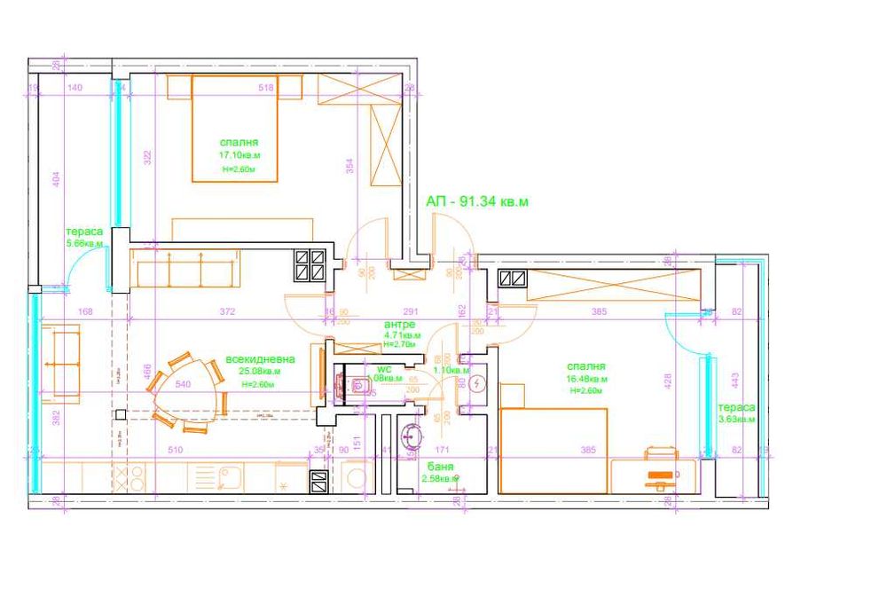 Дава се под наем Тристаен апартамент в Варна, Център - 91 кв.м за 698.19 € - Снимка #1