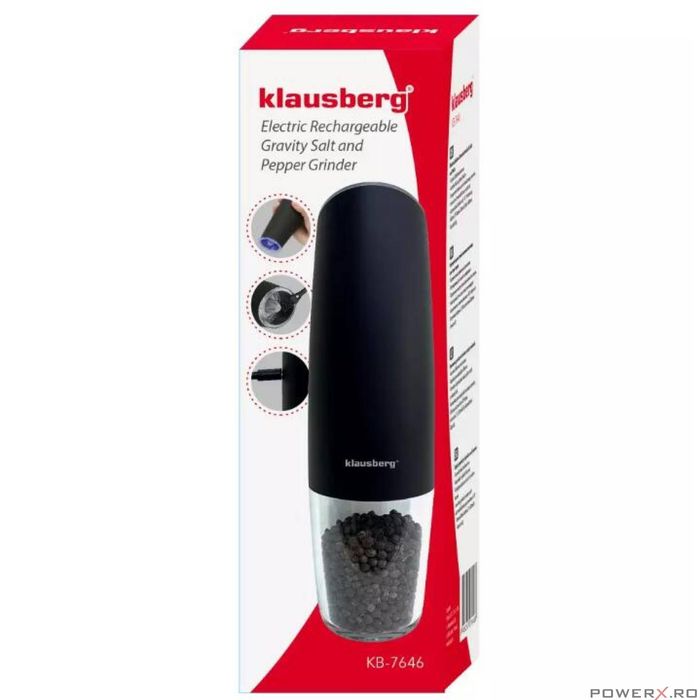 Rasnita pentru sare si piper, electrica, neagra KINGHoff