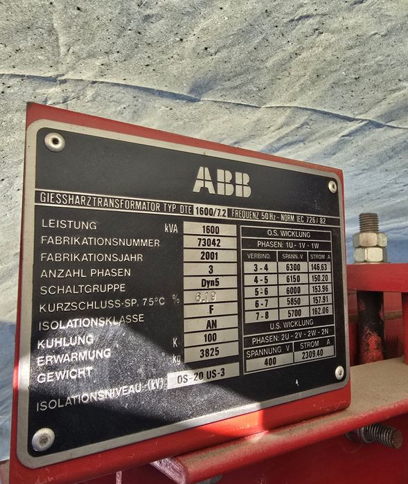 Силови Трансформатори-Сух Тип 1600kVA 6/0.4