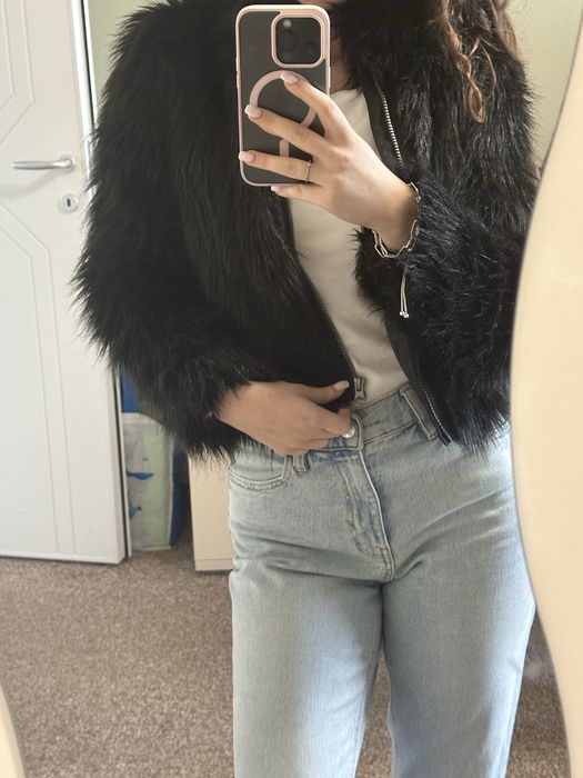 Черно космато палто за момиче