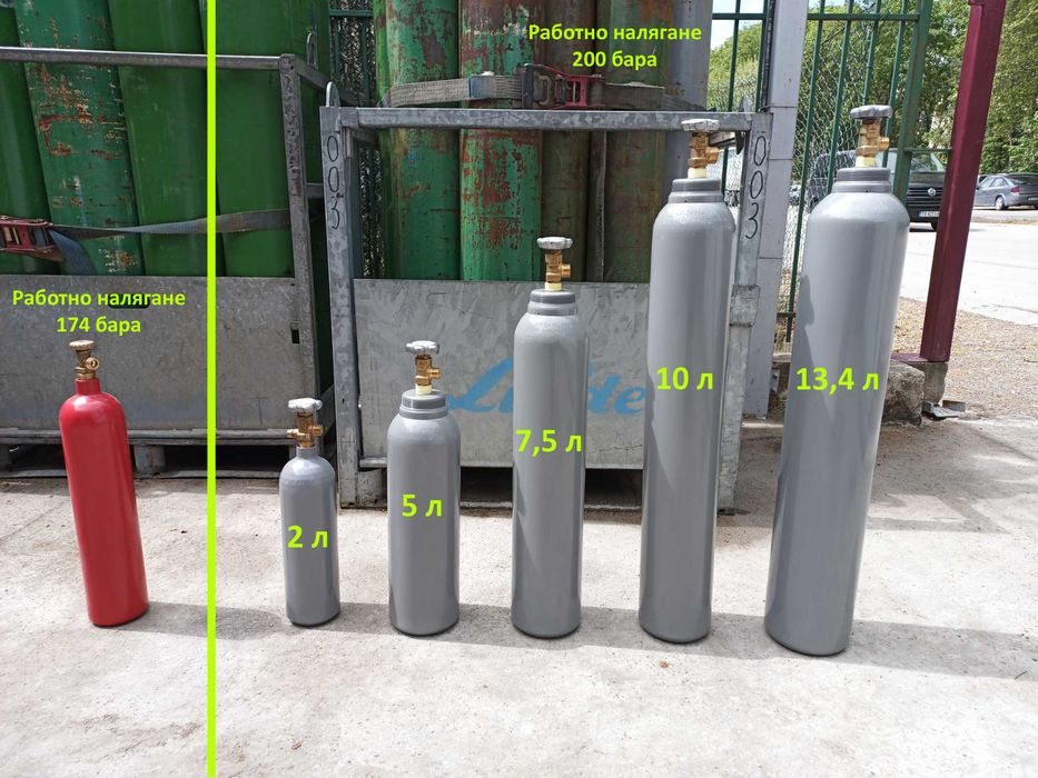 Бутилка стоманена за СО2 (ЦО), Аргон, Коргон, Кислород, Азот, Хелий