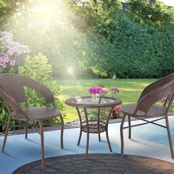 Градински ратанов комплект – 2 стола с маса,подходящи и за тераса,балкон