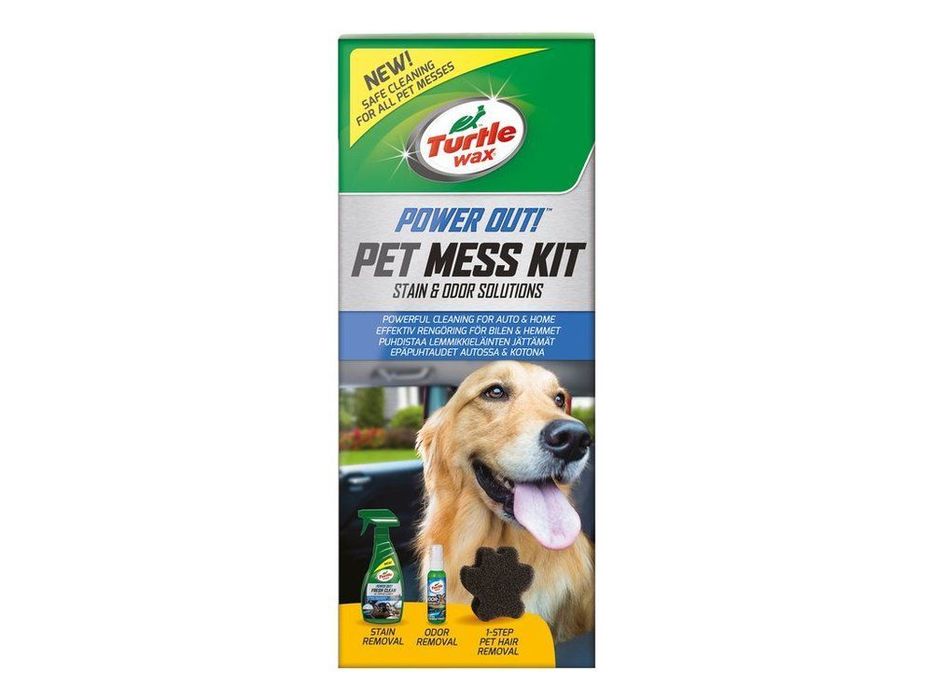 Kit curatare interior masina Turtle Wax Power Out Pet Mess Kit (solutie curatat, solutie eliminare miros, burete curatat par animale)