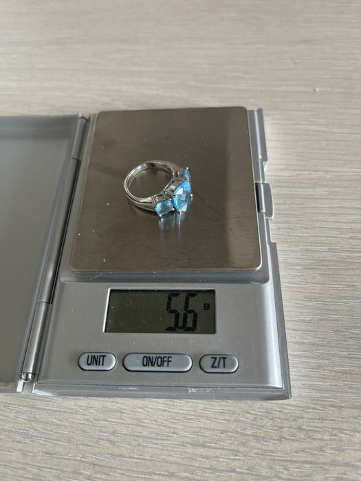 Inel aur alb 14k cu aquamarin