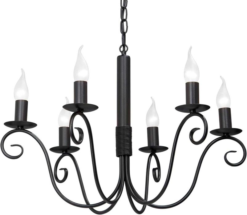 Candelabru VITALUCE VE3810, 6 Becuri E14, Negru Mat, Agățătoare Ruptă