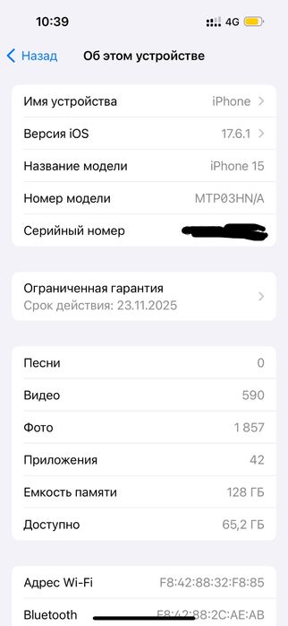 Iphone 15 black 128 gb