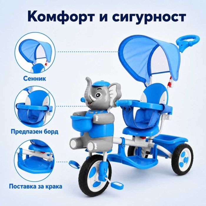 Детска триколка ,синя ,розова за разходките на  вас и детето ви
