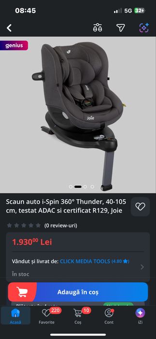 Scaun auto Iso fix joie testat ADAC certificat R129
