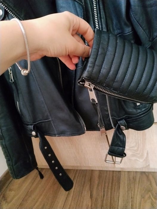 Geaca Piele Naturala Biker Zara Marime M