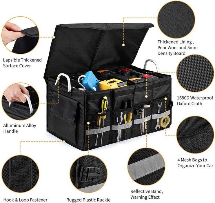 Многофункционален органайзер за багажник - 57×33.5×29 см