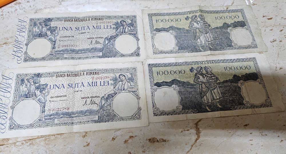 Bancnote vechi 100.000 lei din 28 Mai 1946