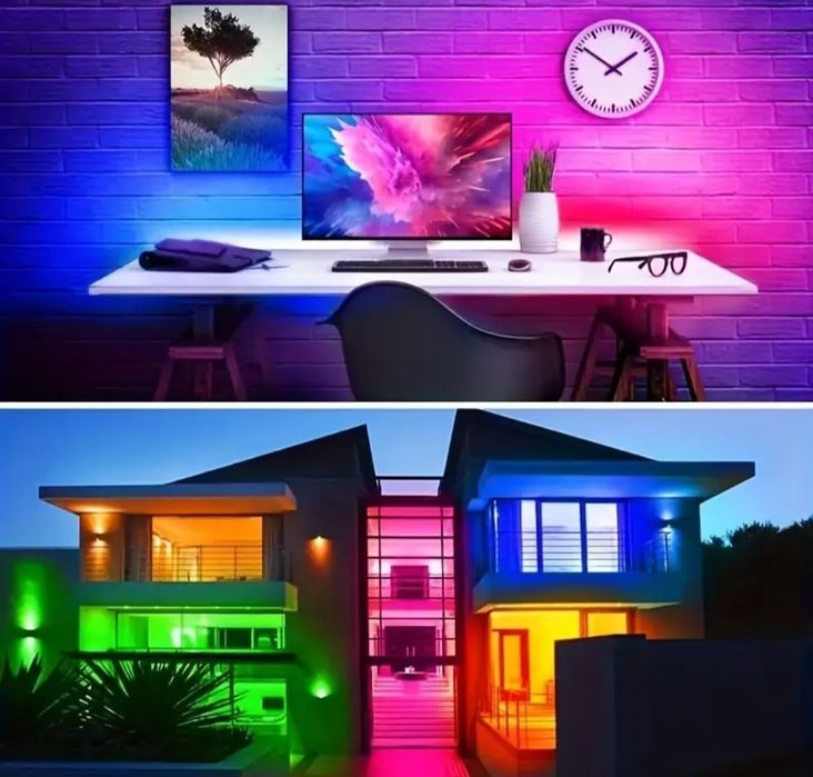 Benzi LED RGB 5M – Control din aplicație + telecomandă |
