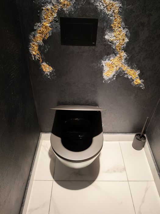 Set baie negru mat , lavoar, oglinda, wc, rezervor  wc