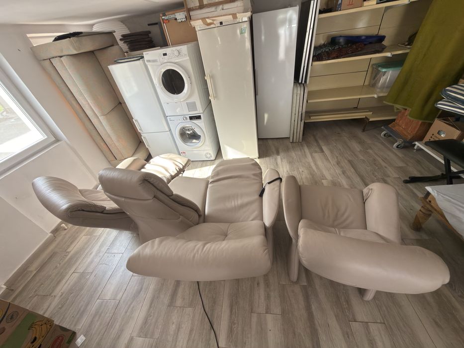 Set Cinema Home Premium – 3 Fotolii Recliner Electrice, Piele Naturală