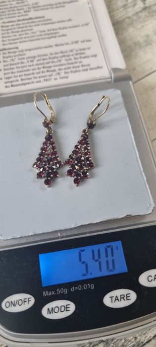 Обеци 14 карата +  пръстен 8 карата с гранати