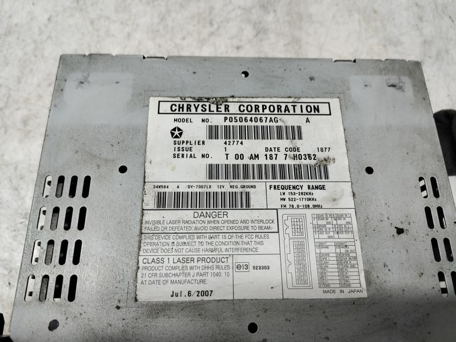 Radio CD player p05064067ag Dodge Caliber 1 generation (2006 - 2012)