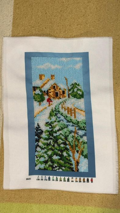 Tablou cusut manual cu margele preciosa