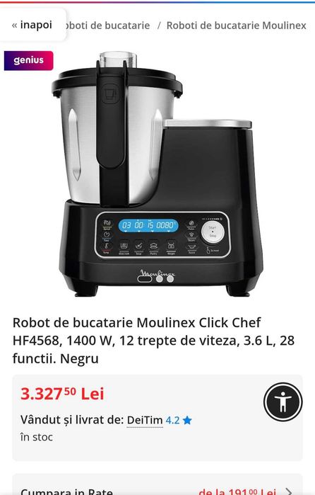 Robot de bucatarie Moulinex Click Chef HF452110 3.6L 28 functii