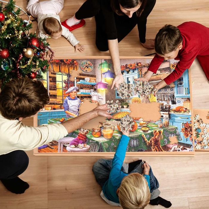 Suport puzzle din lemn cu 4 sertare pana la 1500 piese 89x69cm