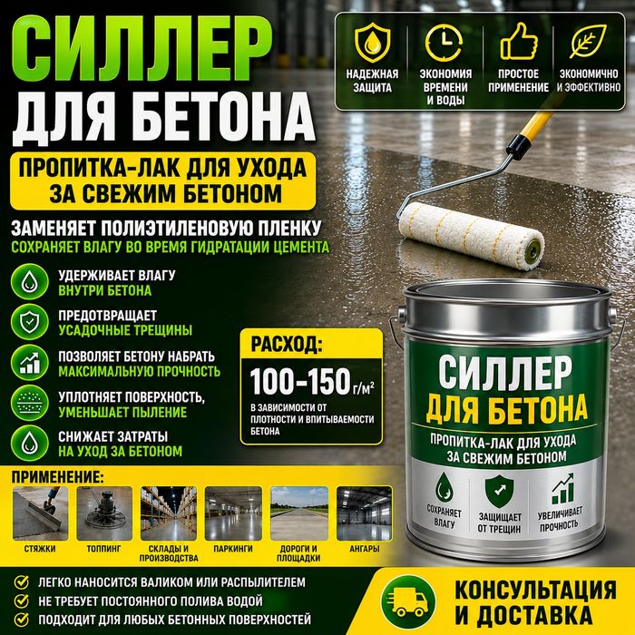 Силлер для бетона, пропитка, лак, уход за бетоном, топпинг, стяжка