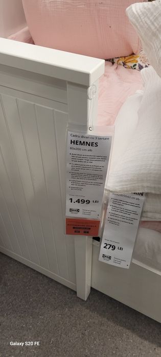 Pat cu cadru divan 3 sertare Hemnes