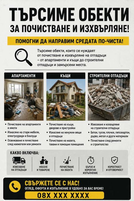 Изхвърляне почистване всичко!!