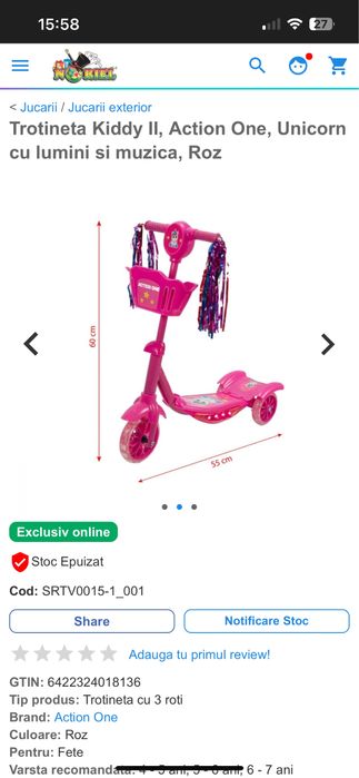 Trotineta roz action one