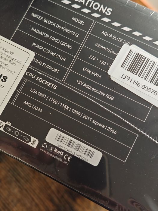 Cooler procesor Thermalright Aqua Elite 240 Black Argb V3