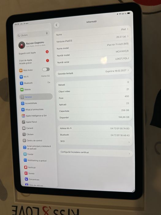 Apple Ipad air 11” M3 256 Gb wifi