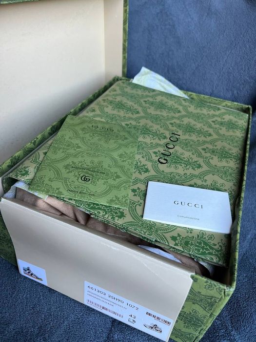 New GUCCI MEN  Basket  White Leather HIGH TOP Logo   43