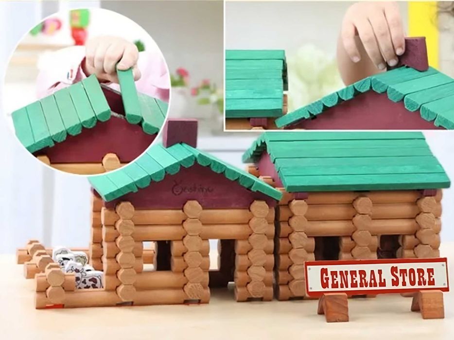 Дървена ферма с магазин конструктор 170 части / горска кабина