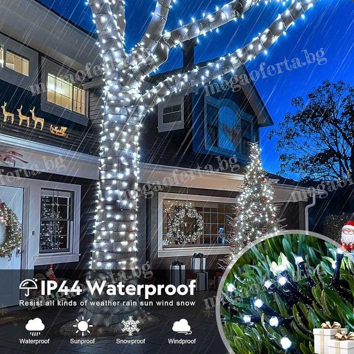 Коледни лампички 50м. с 250 Led диода в студена бяла светлина