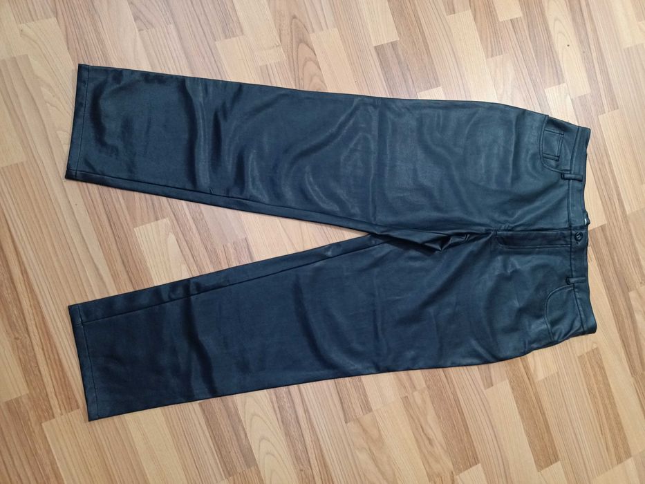 Pantaloni moto piele street  bleumarin închis spre gri măsură 50