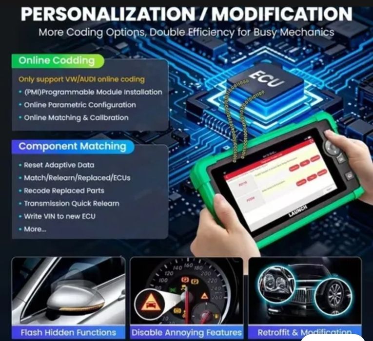 Launch CRP919 EV диагностический сканер OBD2 для электромобилей.