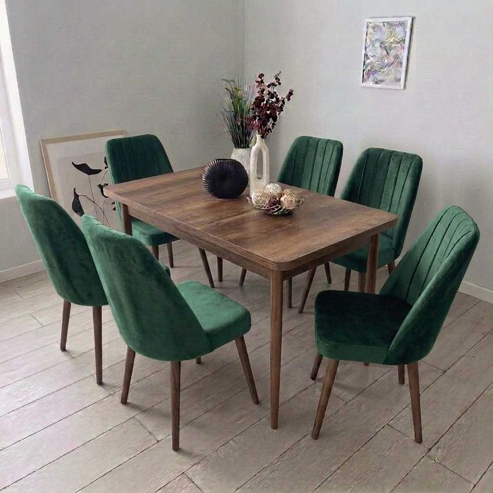 НОВИ! Комплект разтегателна трапезна маса + 6 стола