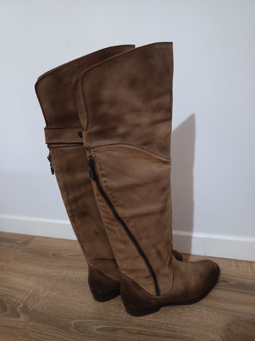 Cizme lungi dama, piele cobra, maro, 36