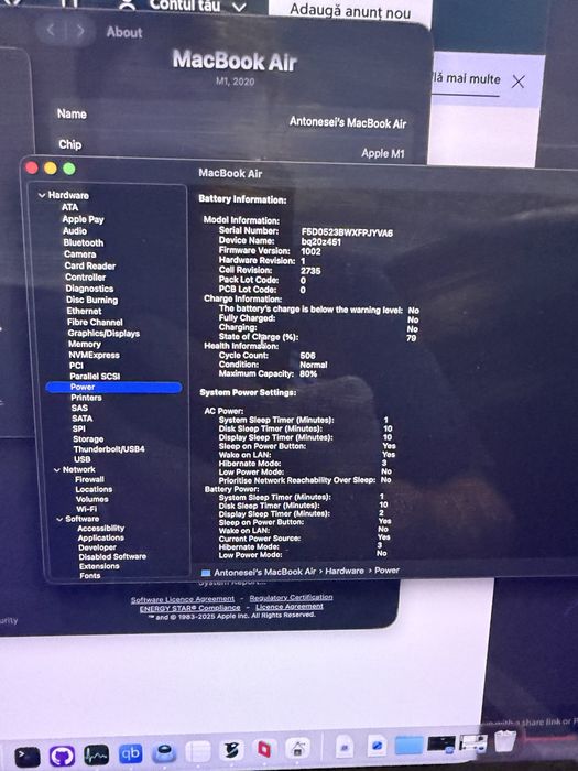 Macbook air m1 256gb 8gb ram