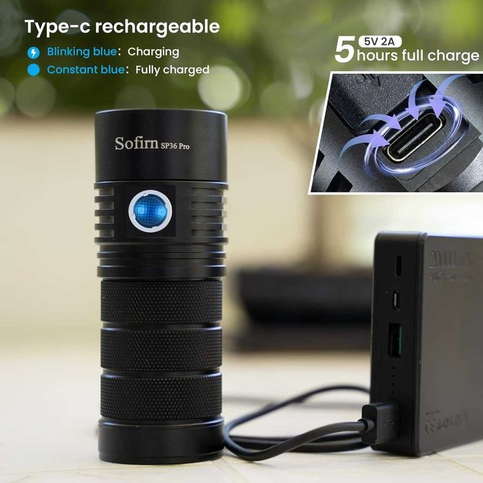 Sofirn SP36 Pro Rechargeable LED Flashlight 8000 Lumen IPX8 Waterproof