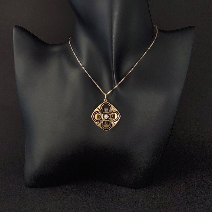 pandantiv Art Deco, aur 14k, diamant, certificat