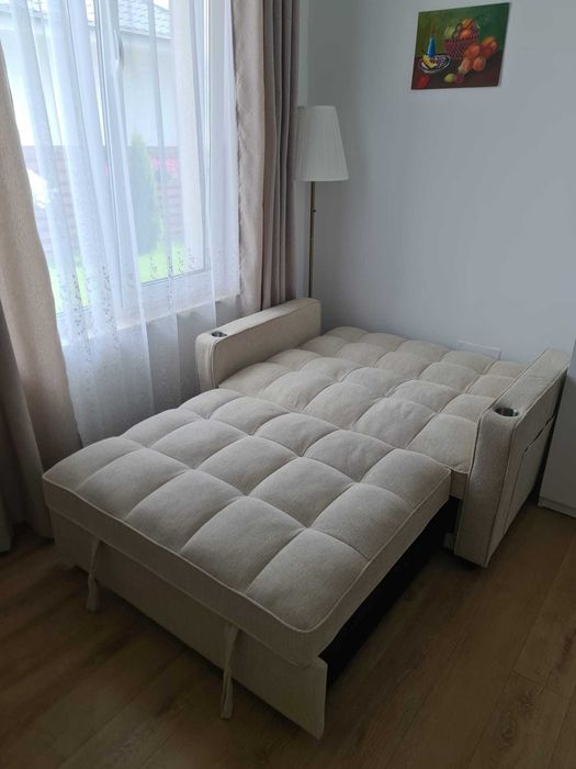 Fotoliu Dublu Extensibil Astana, 141x103x84 h cm, Stofa, Beige