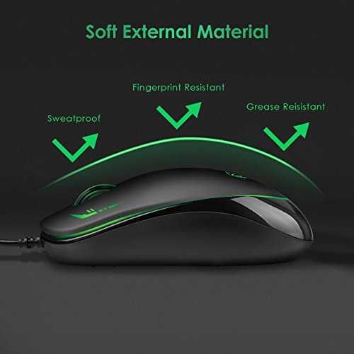 Mouse Gaming Inateck MS1001 Negru - LED - cu fir - USB - NOU, in cutie