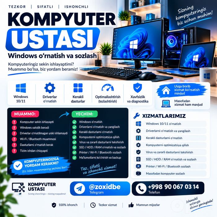 Windows, driver o'rnatish service