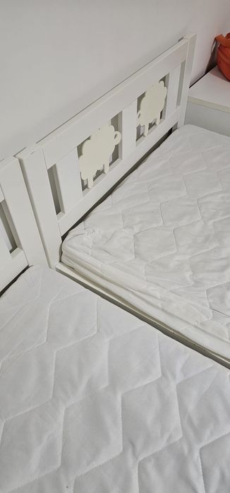 Pat copii ikea alb cu saltea si somiera