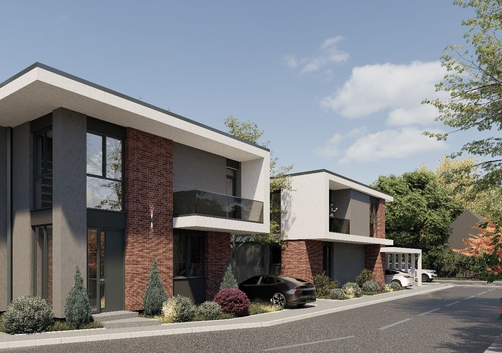 Case cuplate + Casa Individuala P+E NZEB Panouri Fotovoltaice + stații încărcare Auto Finisaje Premium !