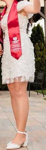 Rochie de mireasă 2 în 1 – cu maneci și fustă lungă detașabilă